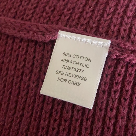 Burgundy Short Sleeve Open Front Cardigan w/ Belt - Picture 7 of 8